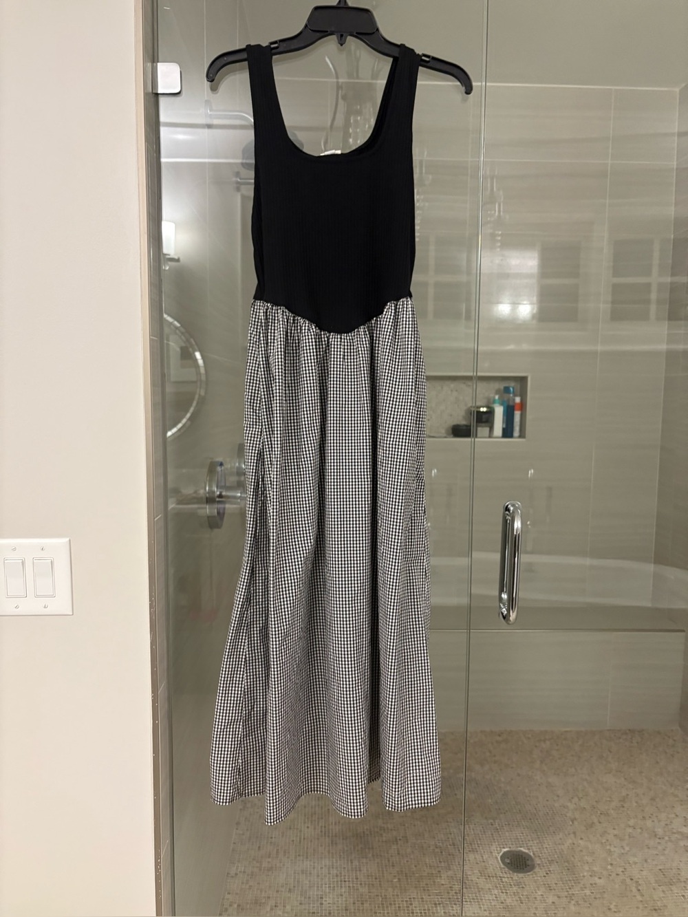 A New Day Black & White Gingham Tank Maxi Dress NWT